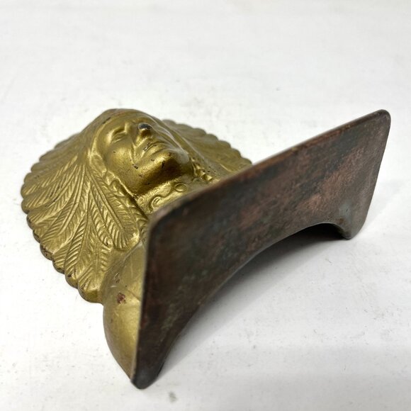 Vintage Cast Iron Native American Indian Chief Bookend Doorstop - Picture 8 of 12